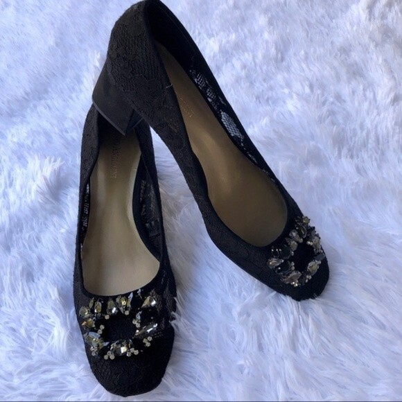 Enzo Angiolini Black Beltrick Pumps Lace Size 8 - Picture 1 of 7